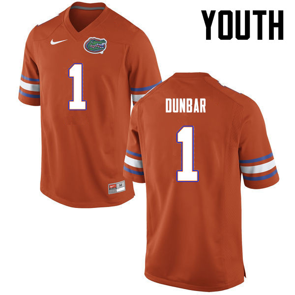 Youth Florida Gators #1 Quinton Dunbar College Football Jerseys-Orange - Click Image to Close